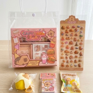 Kit washi tape y llavero capibara
